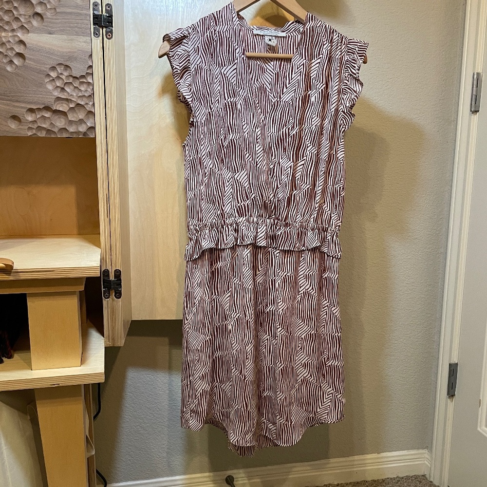 Scotch & Soda - Maroon and Cream Dress - Size Small